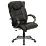 Alamont Home - Hansel Contemporary Leather/Faux Leather Ripple Executive Swivel High Back Office Chair - Espresso Brown - Image 1