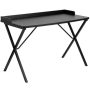 Alamont Home - Rectangle Contemporary Laminate Home Office Desk with Raised Back Border - Black - Image 1