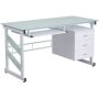Alamont Home - Singleton Rectangle Contemporary Glass Home Office Desk - Frosted/White - Image 1