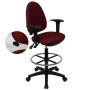 Alamont Home - Contemporary Fabric Drafting Stool - Burgundy - Image 1
