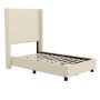 Alamont Home - Quinn Twin Size Upholstered Platform Bed with Channel Stitched Headboard - Beige - Image 1