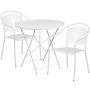 Alamont Home - Oia Outdoor Round Contemporary Metal 3 Piece Patio Set - White ALA-DP41-193943 - Image 1