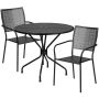 Alamont Home - Oia Outdoor Round Contemporary Metal 3 Piece Patio Set - Black ALA-DP46-203696 - Image 1