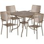 Alamont Home - Oia Outdoor Square Contemporary Metal 5 Piece Patio Set - Gold ALA-DP46-193986 - Image 1