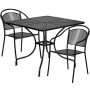Alamont Home - Oia Outdoor Square Contemporary Metal 3 Piece Patio Set - Black ALA-DP46-203694 - Image 1