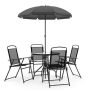 Alamont Home - Nantucket Outdoor Round Contemporary Metal 6 Piece Patio Set - Black - Image 1