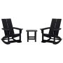 Alamont Home - Finn 2 Modern Dual Slat Poly Resin Adirondack Rocking Chairs with 1 Side Table - Black - Image 1