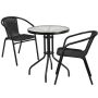 Alamont Home - Lila Outdoor Round Contemporary Metal 3 Piece Patio Set - Clear/Black ALA-UMI1-184979 - Image 1