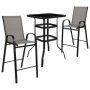 Alamont Home - Brazos Outdoor Square Modern Steel 3 Piece Patio Set - Gray - Image 1