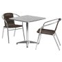 Alamont Home - Lila Outdoor Square Contemporary Aluminum 3 Piece Patio Set - Dark Brown - Image 1