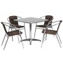Alamont Home - Lila Outdoor Square Contemporary Aluminum 5 Piece Patio Set - Dark Brown - Image 1
