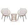 Alamont Home - Devon Outdoor Round Bohemian Wicker/Rattan 3 Piece Patio Set - Tan/Light Gray - Image 1