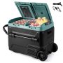 Costway - Dual Zone 12V Car Refrigerator 53QT Portable Compressor Fridge Freezer (-4℉~68℉) for RVs - Green - Image 1