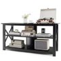 Costway - Modern Entertainment Center Farmhouse TV Stand for TV's up to 55''w/ Open Shelves Black - Black - Image 1