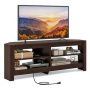 Costway - 3-Tier Corner TV Stand with Power Outlet 4 Open Storage Shelves for Living Room Brown - Brown - Image 1