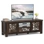 Costway - 55'' Retro TV Stand Media Entertainment Center w/ Mirror Doors & Drawer Brown - Dark Brown - Image 1
