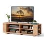 Costway - 59'' Wood TV Stand Console Storage Entertainment Media Center with Shelf Natural - Natural - Image 1