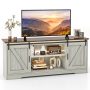 Costway - TV Stand for 65" TVs with LED Lights Adjustable Brightness Human Induction Grey - Gray - Image 1