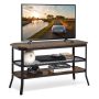 Costway - 3-tier TV Stand Console Table Media Entertainment Center w/Mesh Storage Shelf - Rustic Brown/Black - Image 1