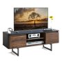 Costway - TV Stand Entertainment Media Console w/ 2 Cabinets & Adjustable Shelf - Walnut/Brown - Image 1