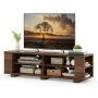 Costway - 59'' Wood TV Stand Console Storage Entertainment Media Center w/ Adjustable Shelf Walnut - Walnut - Image 1