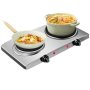 Costway - 1800W Double Hot Plate Electric Countertop Burner Stainless Steel 5 Power Levels - Silver - Image 1