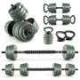 Costway - 4 in 1 Adjustable Weight Dumbbell Set 47lbs Free Weight Set withConnector Home Gym - Black/Gray - Image 1