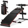 Costway - 7 in 1 Sit up Bench 7 in 1 Sit up Bench Multi-Layer Structure Cushion Foldable - Black/Red - Image 1