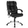 Costway Executive High Back Big & Tall Leather Adjustable Computer Desk Chair - Black - Image 1