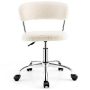 Costway Computer Desk Chair Adjustable Faux Fur Office Chair Swivel Vanity Chair - White - Image 1