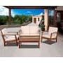 Amazonia Murano 4-Piece Eucalyptus Patio Conversation Set with Off-White Cushions - Image 1