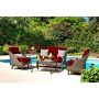 Hanover Ventura 4-Piece All-Weather Wicker Patio Seating Set with Crimson Red Cushions, 4-Pillows, Coffee Table - Image 1