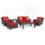 RST BRANDS Deco 6-Piece All-Weather Wicker Patio Love and Motion Club Seating Set with Sunset Red Cushions - Image 1