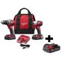 Milwaukee M18 18V Lithium-Ion Cordless Drill/Impact Driver Combo Kit (2-Tool) W/ M18 2.0Ah Compact Battery - Image 1