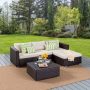 Noble House Beatrice Multi-Brown Wicker Outdoor Patio Couch Set with Aluminum Frame and Multi-Brown Storage Coffee Table - Image 1