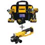 DEWALT 20V MAX XR Cordless Brushless Hammer Drill/Impact 2 Tool Combo Kit, 20V 4.5-5 in. Grinder, and (2) 20V 4.0Ah Batteries - Image 1