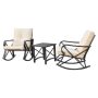 Patio Festival 3-Piece Metal Patio Rocker Conversation Set with Beige Cushions - Image 1