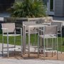 Noble House Cape Coral Silver 5-Piece Aluminum Outdoor Bar Height Bistro Set - Image 1