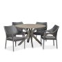 Noble House Natividad Gray 5-Piece Wood and Faux Rattan Outdoor Patio Dining Set - Image 1