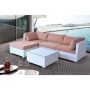 Velago Savosa 5-Piece All-Weather White Wicker Patio Sectional Set with Beige Cushions - Image 1