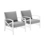 CROSLEY FURNITURE Kaplan White 2-Piece Metal Patio Seating Set with Grey Cushions - Image 1