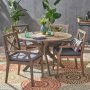 Noble House Llano Grey 5-Piece Wood Outdoor Patio Dining Set with Dark Grey Cushions - Image 1