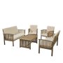 Noble House Carolina Grey 5-Piece Wood Patio Conversation Set with Cream Cushions - Image 1