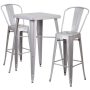 Carnegy Avenue Silver 3-Piece Metal Square Outdoor Bistro Set - Image 1