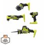 RYOBI ONE+ HP 18V Brushless Cordless Compact 3/8 Right Angle Drill, One-Handed Recip Saw, 3/8 Impact Wrench, & Cut-Off Tool - Image 1