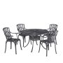 HOMESTYLES Grenada Charcoal Gray 5-piece Cast Aluminum 48 in. Round Outdoor Dining Set - Image 1