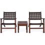 Costway Brown 3-Piece Wood Patio Conversation Seating Set - Image 1