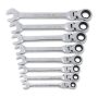 GEARWRENCH 90-Tooth SAE Ratcheting Flex-Head Combination Wrench Set with Tray (8-Piece) - Image 1
