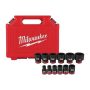 Milwaukee SHOCKWAVE 3/8 in. Drive SAE 6 Point Impact Socket Set (12-Piece) - Image 1