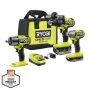 RYOBI ONE+ HP 18V Brushless Cordless 3-Tool Combo Kit w/Hammer Drill, Impact Driver, Impact Wrench, Batteries, Charger, & Bag - Image 1